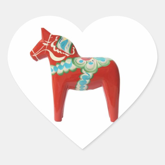 Red Swedish Dala Horse Herz-Aufkleber (Vorderseite)