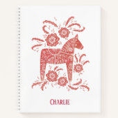 Red Swedish Dala Horse Individuelle Name Notizblock (Vorderseite)