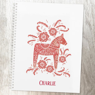 Red Swedish Dala Horse Personalisiert Planer