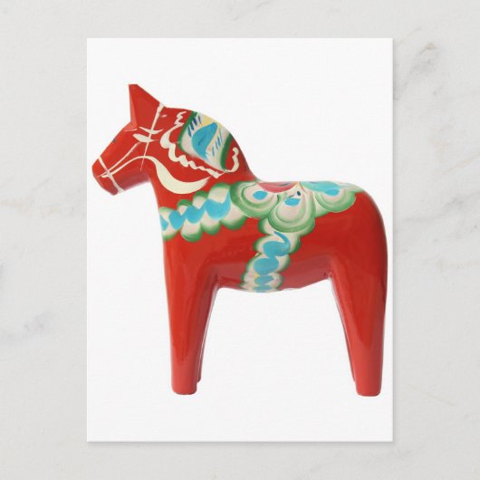 Red Swedish Dala Horse Postkarte (Vorderseite)