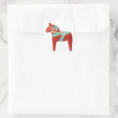 Red Swedish Dala Horse Quadratischer Aufkleber (Tasche)