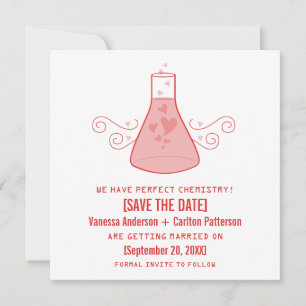 Red Sweet Chemie Save the Date einladen Einladung