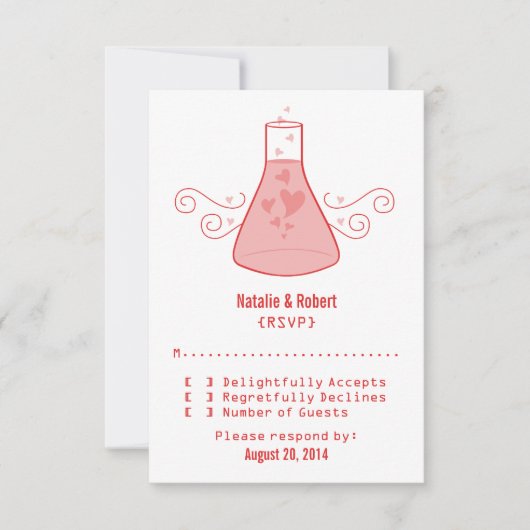 Red Sweet Chemistry Response Card RSVP Karte (Vorderseite)