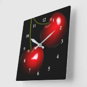 Red Sweet Cherry Quadratische Wanduhr (Winkel)
