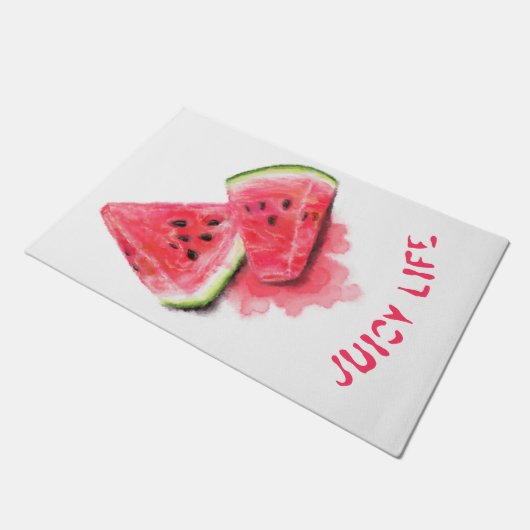 Red Sweet Juicy Watermelon Doormat Fußmatte (Schrägansicht)