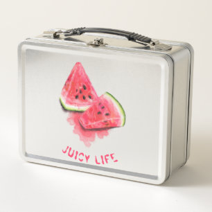Red Sweet Juicy Watermelon Pieces Duftsch Zeichnen Metall Brotdose