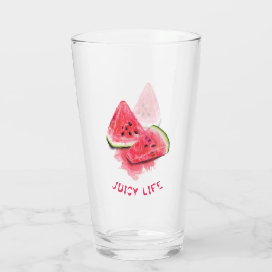 Red Sweet Juicy Watermelon Pieces Glass Glas (Rückseite)