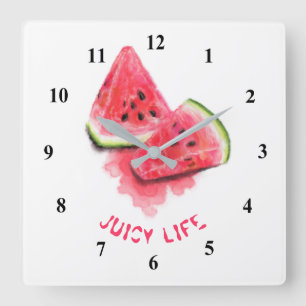 Red Sweet Juicy Watermelon Wall Clock Quadratische Wanduhr