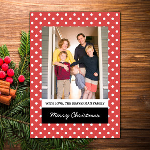 Red Sweet Polka Dot Holiday Foto Flat Card Feiertagskarte