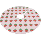Red Sweet Strawberry Muster Polyester Weihnachtsbaumdecke (Schrägansicht)