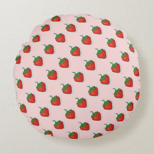 Red Sweet Strawberry Muster Rundes Kissen
