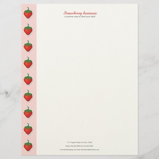 Red Sweet Strawberry - personalisierter Text und A Briefbogen (Vorderseite)