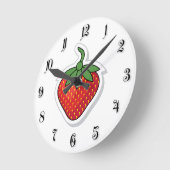 Red Sweet Strawberry Runde Wanduhr (Winkel)