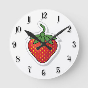Red Sweet Strawberry Runde Wanduhr