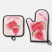 Red Sweet Watermelon Oven Mitt & Pot Holder Set (Vorderseite)