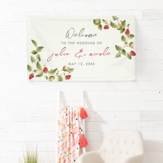 Red Sweet Wild Strawberry Blume Hochzeit Banner (Insitu)