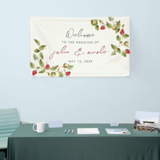 Red Sweet Wild Strawberry Blume Hochzeit Banner (Messeveranstaltung)