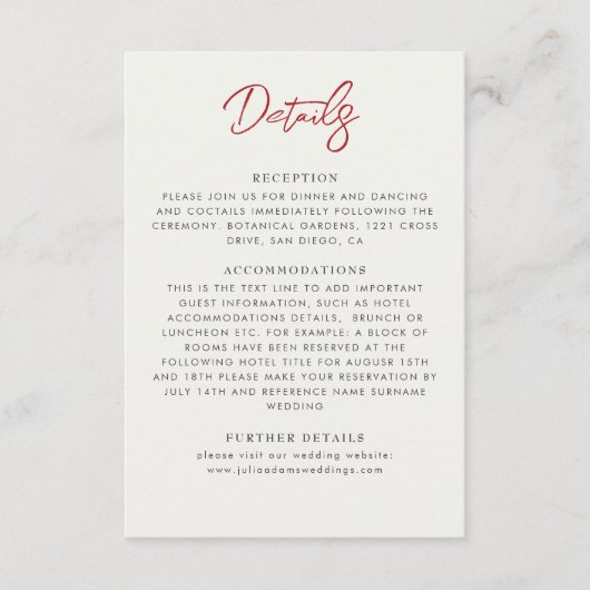 Red Sweet Wild Strawberry Blume Hochzeit Begleitkarte (Vorderseite)