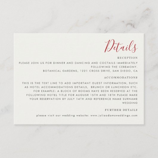 Red Sweet Wild Strawberry Blume Hochzeit Begleitkarte (Vorderseite)