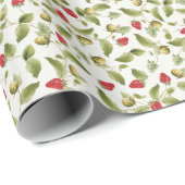 Red Sweet Wild Strawberry Blume Hochzeit Geschenkpapier (Rolleneckpunkt)