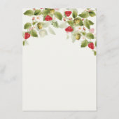 Red Sweet Wild Strawberry Blume Hochzeit Menükarte (Rückseite)