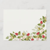 Red Sweet Wild Strawberry Blume Hochzeit Menükarte (Rückseite)