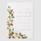 Red Sweet Wild Strawberry Blume Hochzeit Pergament Einladungen (Vorderseite)