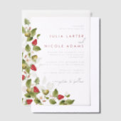 Red Sweet Wild Strawberry Blume Hochzeit Pergament Einladungen (Versetzt)