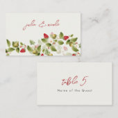 Red Sweet Wild Strawberry Blume Hochzeit Platzkarte (Vorne/Hinten)
