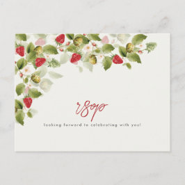 Red Sweet Wild Strawberry Blume Hochzeit Postkarte