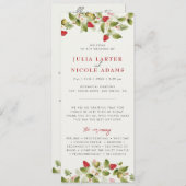 Red Sweet Wild Strawberry Blume Hochzeit Programm (Vorne/Hinten)