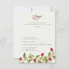 Red Sweet Wild Strawberry Blume Hochzeit RSVP Karte
