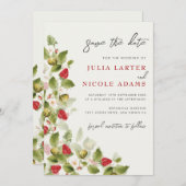 Red Sweet Wild Strawberry Blume Hochzeit Save The Date (Vorne/Hinten)