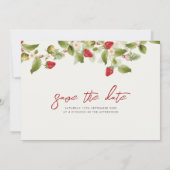 Red Sweet Wild Strawberry Blume Hochzeit Save The Date (Rückseite)