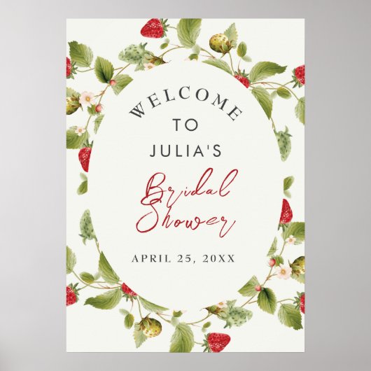 Red Sweet Wild Strawberry Blume Wedding Poster (Vorne)