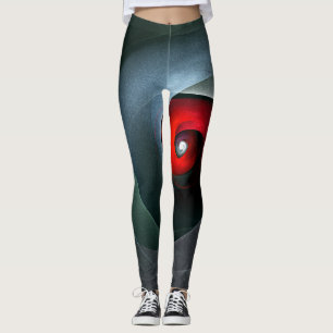 Red Swirl Artistic Modern Abstrakt Art Pattern #19 Leggings