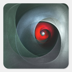 Red Swirl Artistic Modern Abstrakt Art Pattern #19 Quadratischer Aufkleber