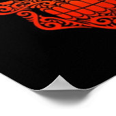 Red Swirling Sugar Skull auf schwarz Poster (Ecke)