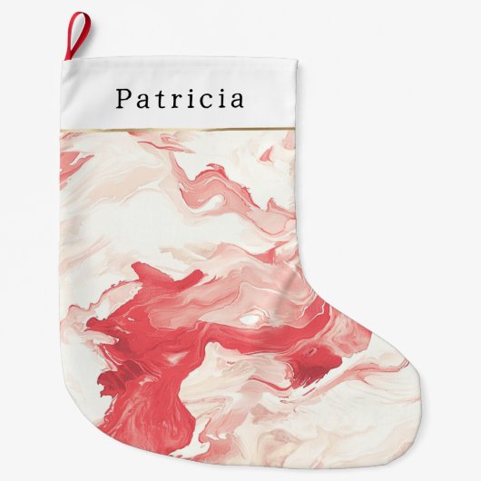 Red Swirls Peppermint Christmas Großer Weihnachtsstrumpf (Vorderseite)