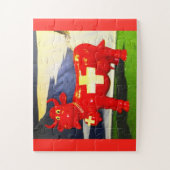 Red Swiss Kuh Spaß Puzzle (Vertikal)