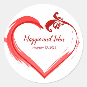Red Swoosh Heart Personalisiert Stickers Siegel