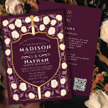 Red Sword Shield Fantasy Wedding QR Code Einladung<br><div class="desc">Die Royal Sword & Shield Medieval Fantasy Monogram lädt Ihre Hochzeitsgäste mit cremeweißen Blumen und einem reichen roten Hintergrund ein. Dieses Design ist perfekt für Paare, die eine königliche, aber moderne mittelalterliche Fantasy-Ästhetik suchen. Personalisieren Sie den Text, den Schriftart und die Farben, um Ihre Designeinstellungen zu Anzug zu bringen. Matching...</div>