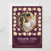 Red Sword & Shield Mittelalterliche Fantasy Hochze Dankeskarte (Vorderseite)