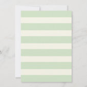 Red T-Rex auf pastellgrünen Streifen Einladung (Rückseite)