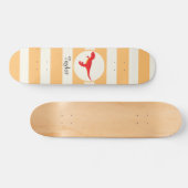 Red T-Rex Dinosaurier; Orangefarbene Streifen Skateboard (Horizontal)