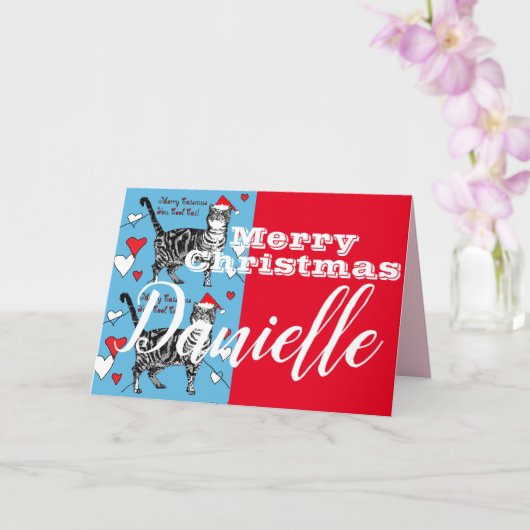 Red Tabby Cat Frohe Weihnachten Frauen Name Card Karte (Orchidee)