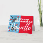Red Tabby Cat Frohe Weihnachten Frauen Name Card Karte (Vorderseite)