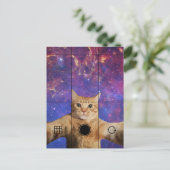 Red Tabby Cat Selfie im Weltraum Postkarte (Stehend Vorderseite)