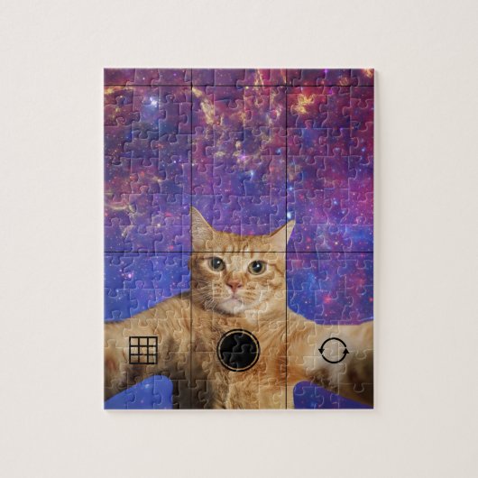 Red Tabby Cat Selfie im Weltraum Puzzle (Vertikal)