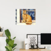 Red Tabby Chat in Window Poster drucken (Heimbüro)